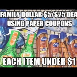 FAMILY DOLLAR $5/$25 DEAL USING PAPER COUPONS| EACH ITEM UNDER $1 (GLITCH )