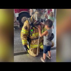 Blind 5-year-old meets firefighter for first time