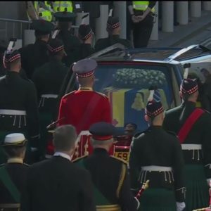 King Charles III and his siblings escort queen’s coffin