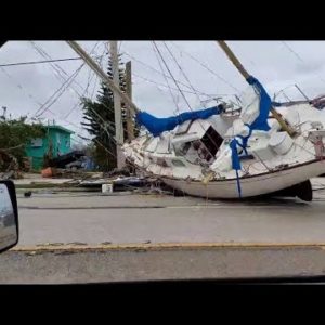 Video from Fort Myers Beach shows large boats washed ashore from Hurricane Ian