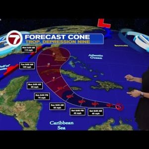 11 a.m. advisory on Tropical Depression Nine: major hurricane forecasted near Florida