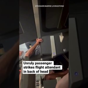 Unruly passenger strikes flight attendant in back of head