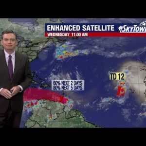 Tropical Depression 12 expected to dissipate as disorganized system works way into Caribbean