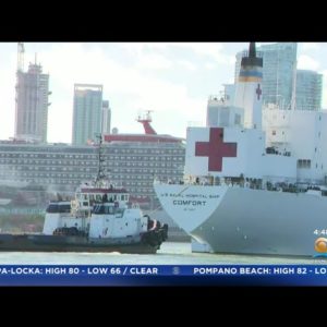 U.S. Naval Hospital Ship Comfort Leaves Port Miami On Humanitarian Mission