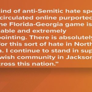 Community reacts to several anti-Semitic messages displayed around Jacksonville