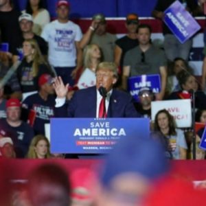Former President Donald Trump repeats false election claims in rally for Michigan Republicans
