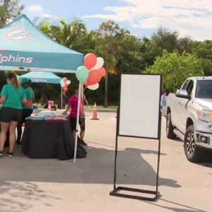Dolphins hold drive-thru baby shower for veteran mothers