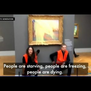 Climate Activists Throw Mashed Potatoes On Claude Monet's "Les Meules"  Painting