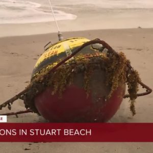 Buoy washes ashore on Stuart Beach