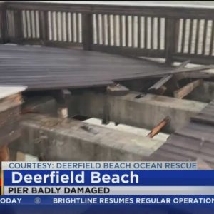 Deerfield Beach Pier damaged by crashing waves
