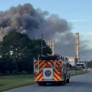 Evacuation effort underway after chemical plant fire in Glynn County