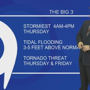 Big 3: When the storm will be most intense, tidal flooding, tornado threat
