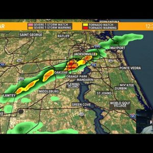 Line of showers moving through Jacksonville, Sunday Forecast