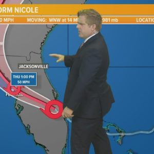 Nicole downgraded to tropical storm status