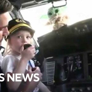 Pilot gets emotional introducing Make-A-Wish recipient – his niece.