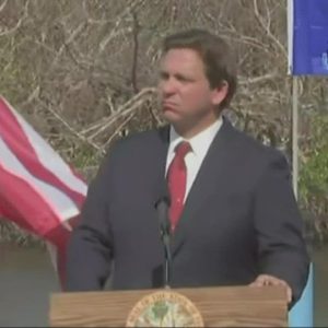 Gov. DeSantis speaks about  hurricane recovery, recent re-election while in Matlacha