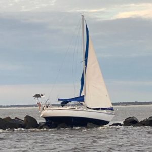 Sailboat rescue at the jetties