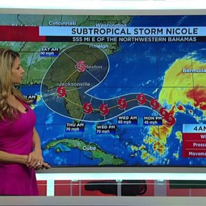 Subtropical Storm Nicole: 4 a.m. Monday advisory