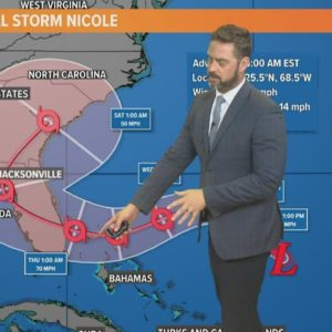 Subtropical Storm Nicole forms in the Atlantic