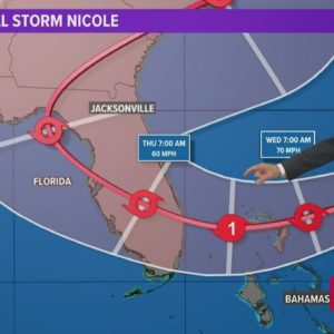 Tracking Subtropical Storm Nicole | Forecast to hit Florida as Cat. 1