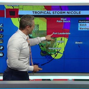 Tropical Storm Nicole continues to strengthen
