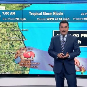 Tropical Storm Nicole forecast, 7:45 a.m. on Nov. 9, 2022