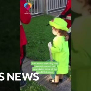 Two-year-old dresses up as Queen Elizabeth II for Halloween #shorts