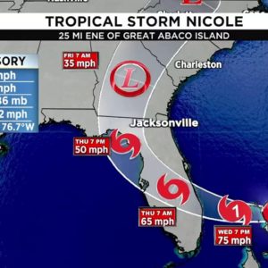 Watch Live:
Follow the latest track as Nicole approaches Florida