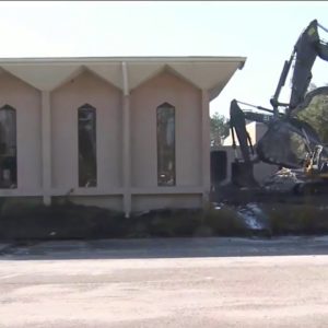 Demolition of Morocco Shrine Center today
