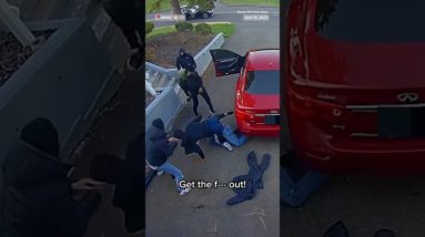 Video shows a #Connecticut man fending off four thieves who tried to steal his car from his driveway