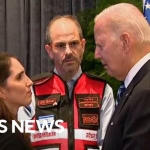 Watch: Biden meets with Israeli first responders, families of terror attack victims